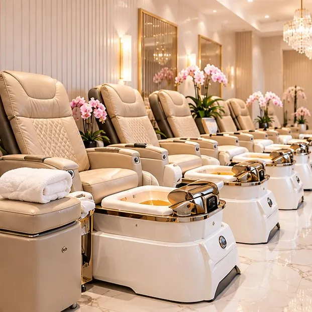 Spa pedicure chairs with orchids
